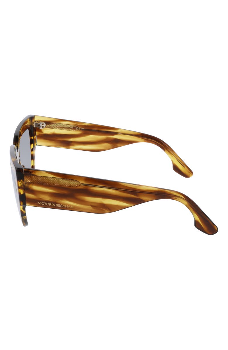 Victoria Beckham 53mm Classic Logo Tea Cup Sunglasses, Alternate, color, Striped Tobacco