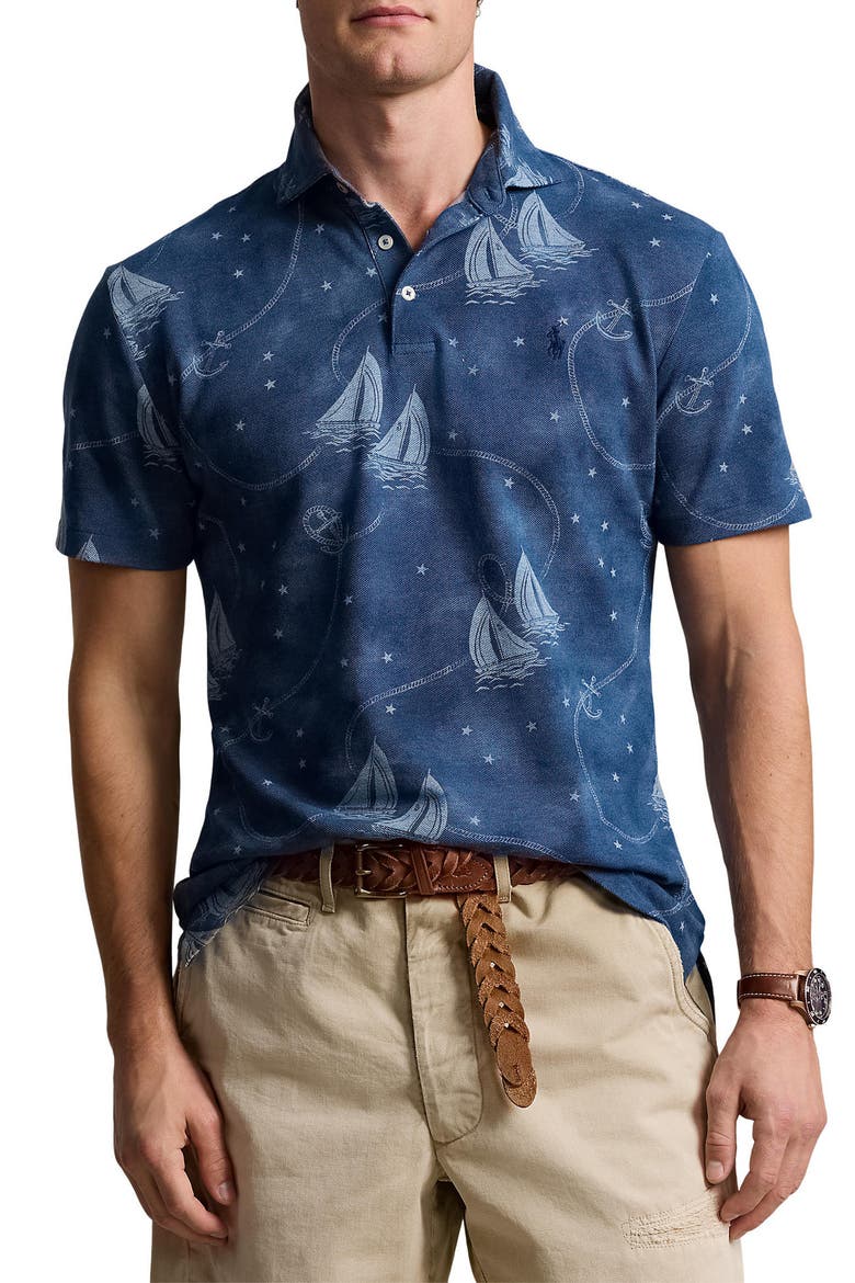 Yarn Dyed Mesh Polo, Main, color, OCEANS VOYAGE/ CHAMBRAY