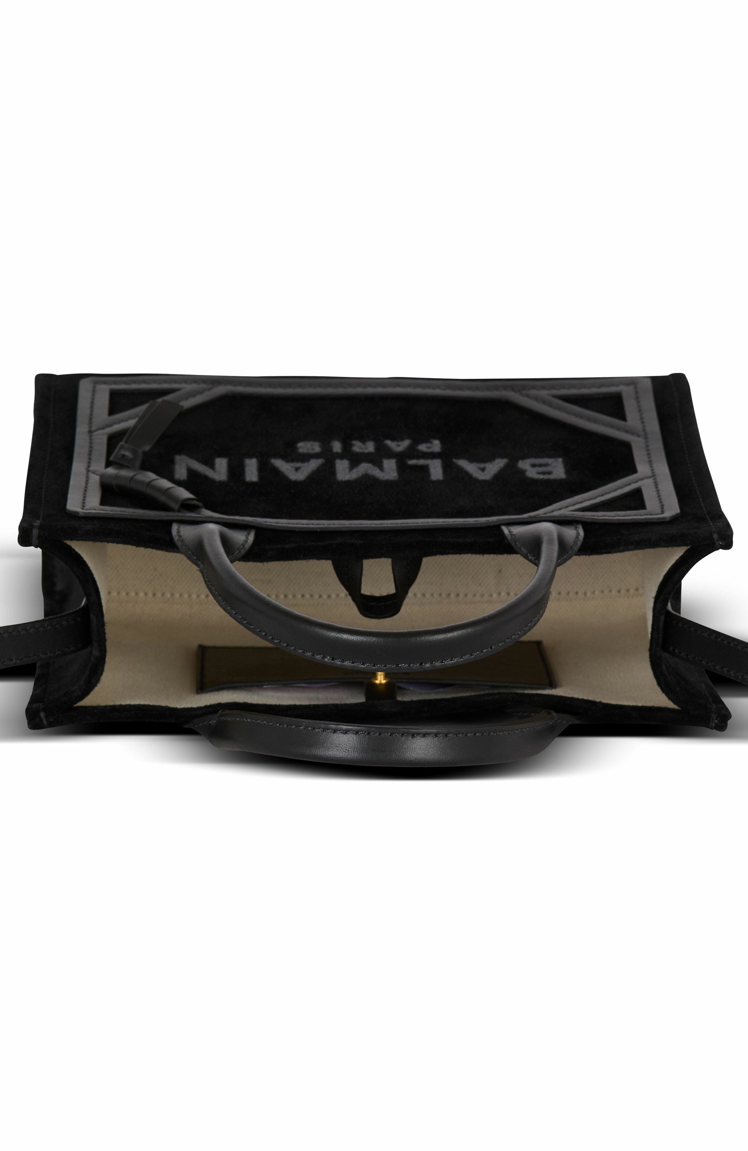 Balmain Small Suede B-Army Tote Bag, Alternate, color, 