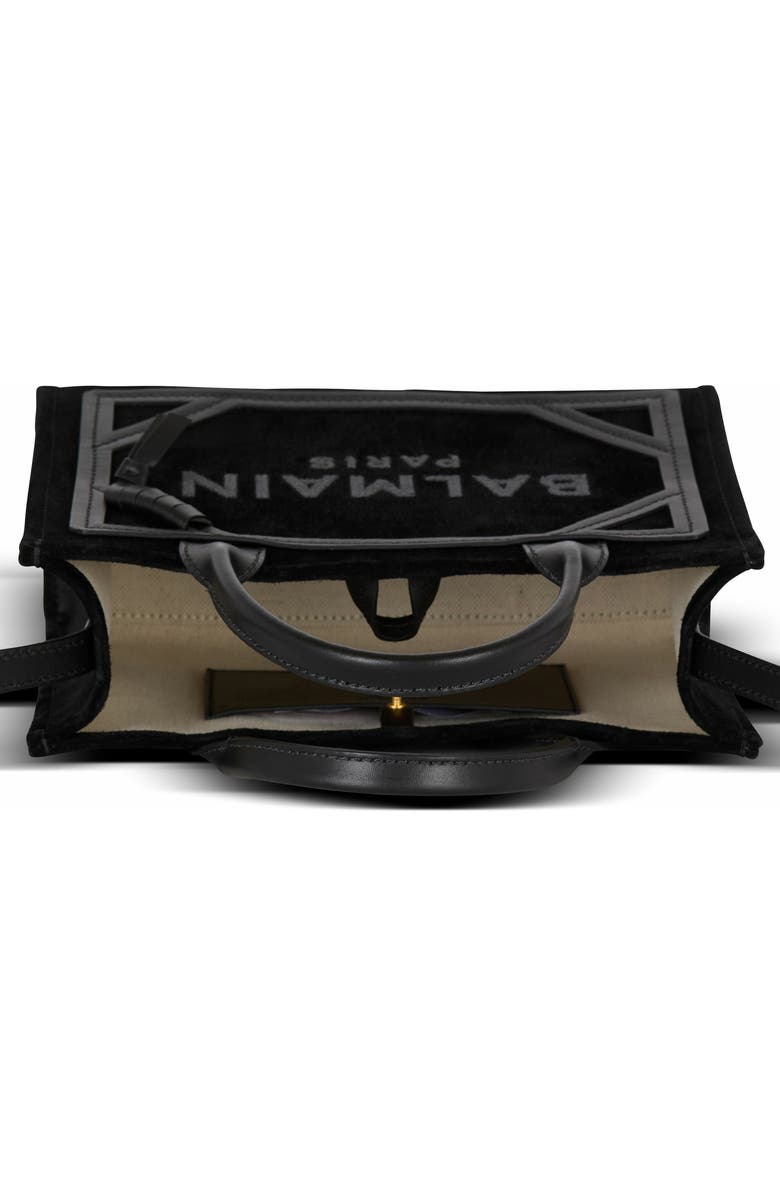 Balmain Small Suede B-Army Tote Bag, Alternate, color,