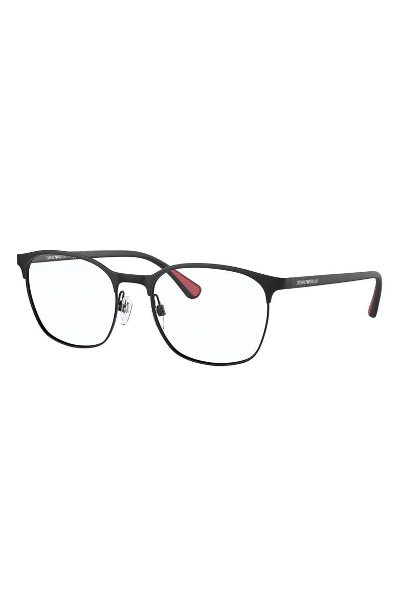 Emporio Armani 54mm Oval Optical Glasses, Alternate, color, Matte Black / Demo Lens