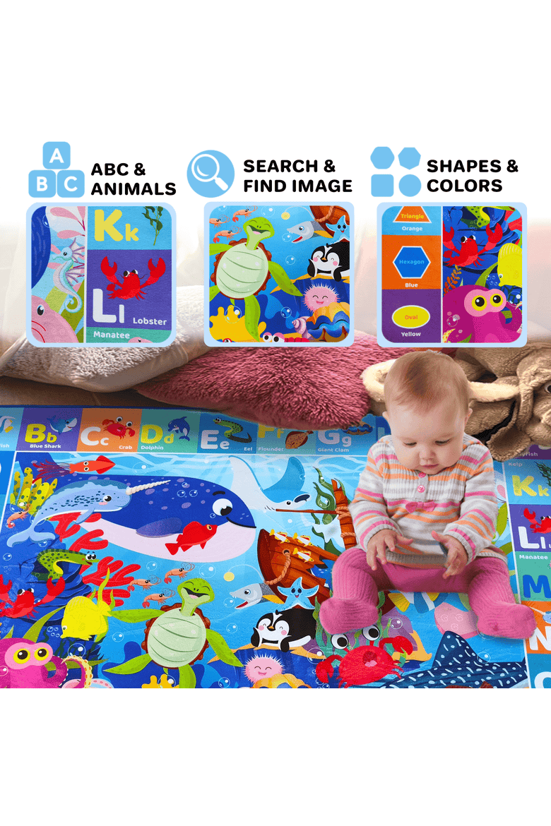 Super Soft ABC Baby Play Mat for Floor, Alternate, color, Ocean