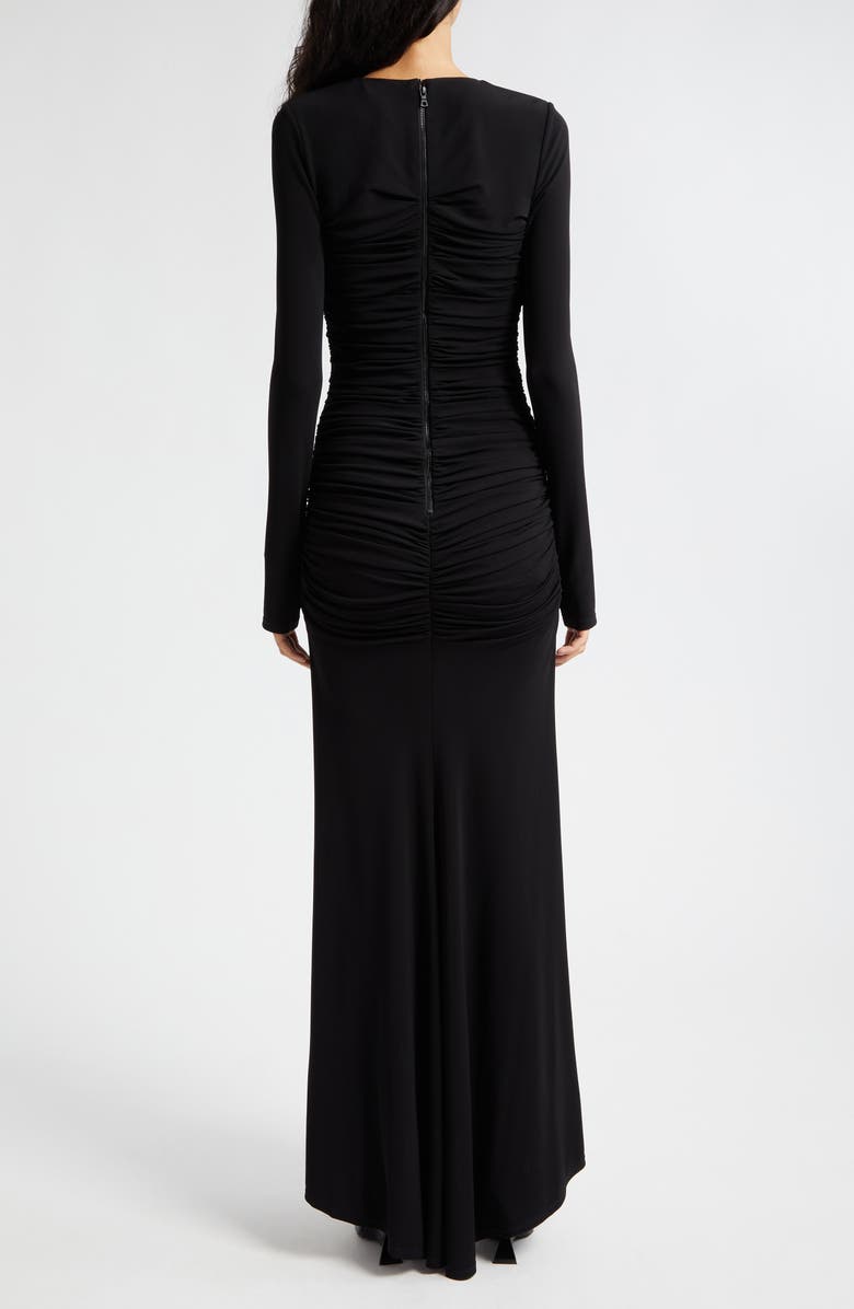 Alice + Olivia Katherina Ruched Long Sleeve Maxi Dress, Alternate, color, 