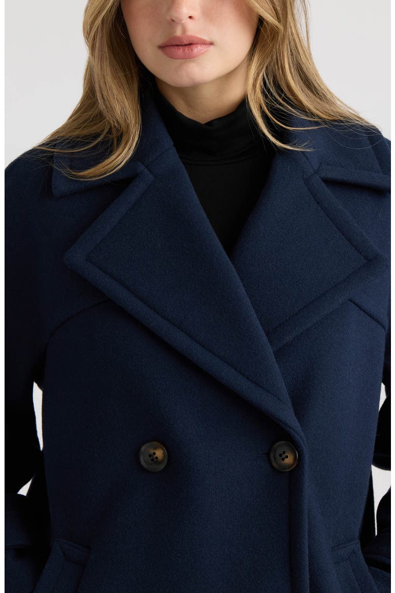 Faux Wool Double Breasted Short Coat, Alternate, color, NAVY BLAZER