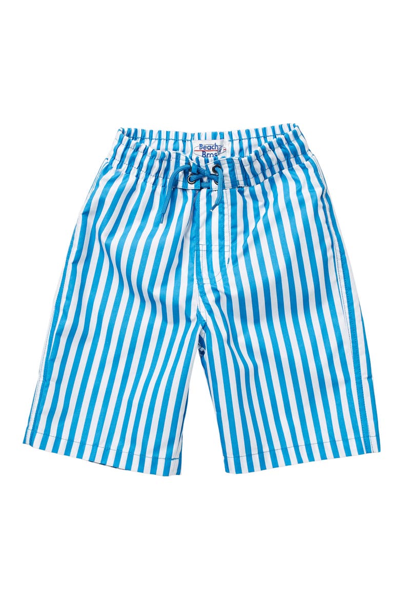 Beach Beach Bros Cabana Stripe Swim Trunks, Main, color, CERULEAN
