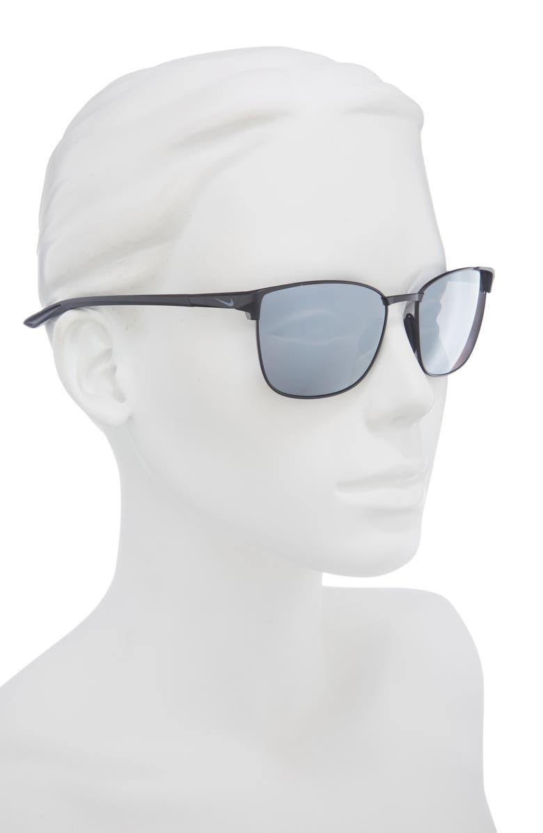 Nike Fusion Square Sunglasses, Alternate, color, Satin Black / Silver Flash