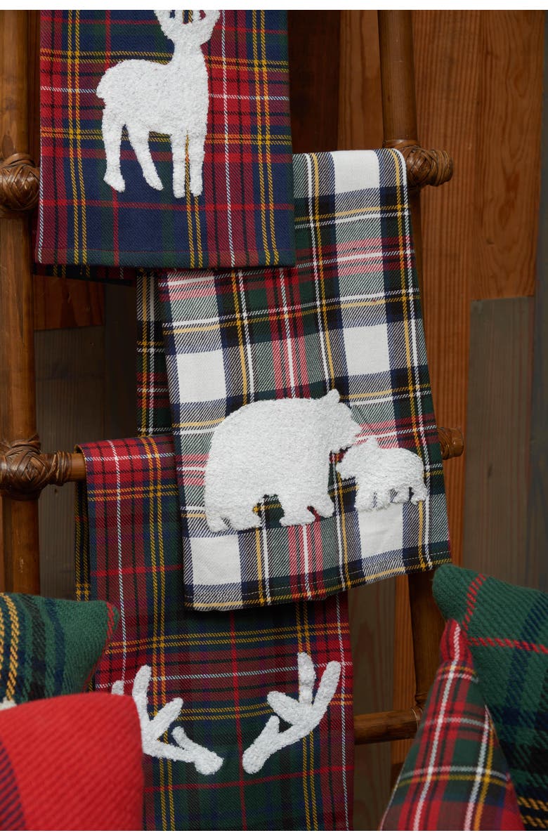 C&F Home White Tartan Bears Towel, Alternate, color, White