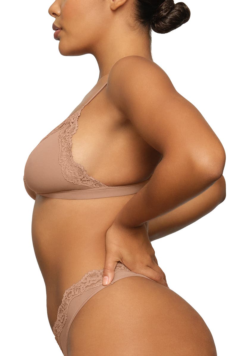 SKIMS Fits Everybody Lace Triangle Bralette, Alternate, color, Sienna