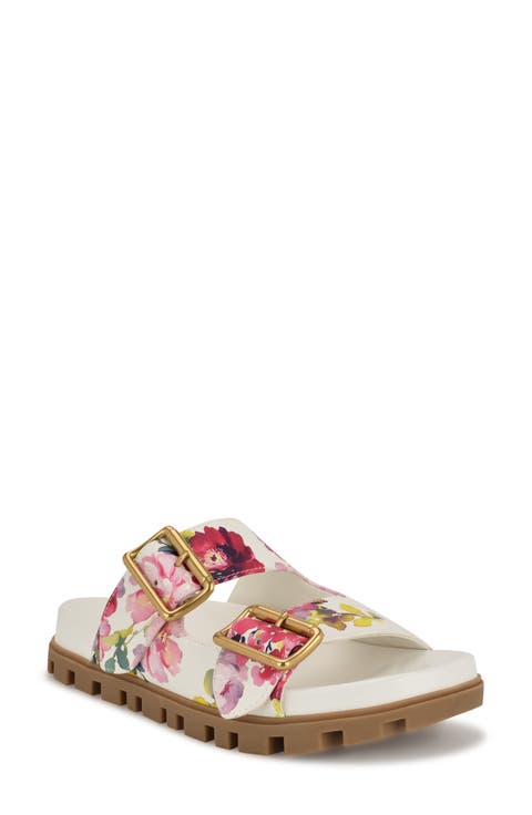 セール！人気ブランドNINE WEST サンダル GAZANIA SALE!パールビジューフレアサンタ【sugar nine サンタコス 4点
