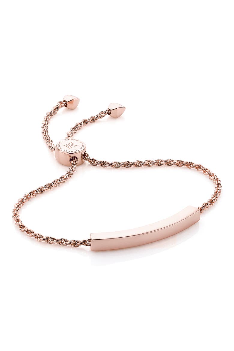 Engravable Linear Friendship Chain Bracelet, Main, color, ROSE GOLD