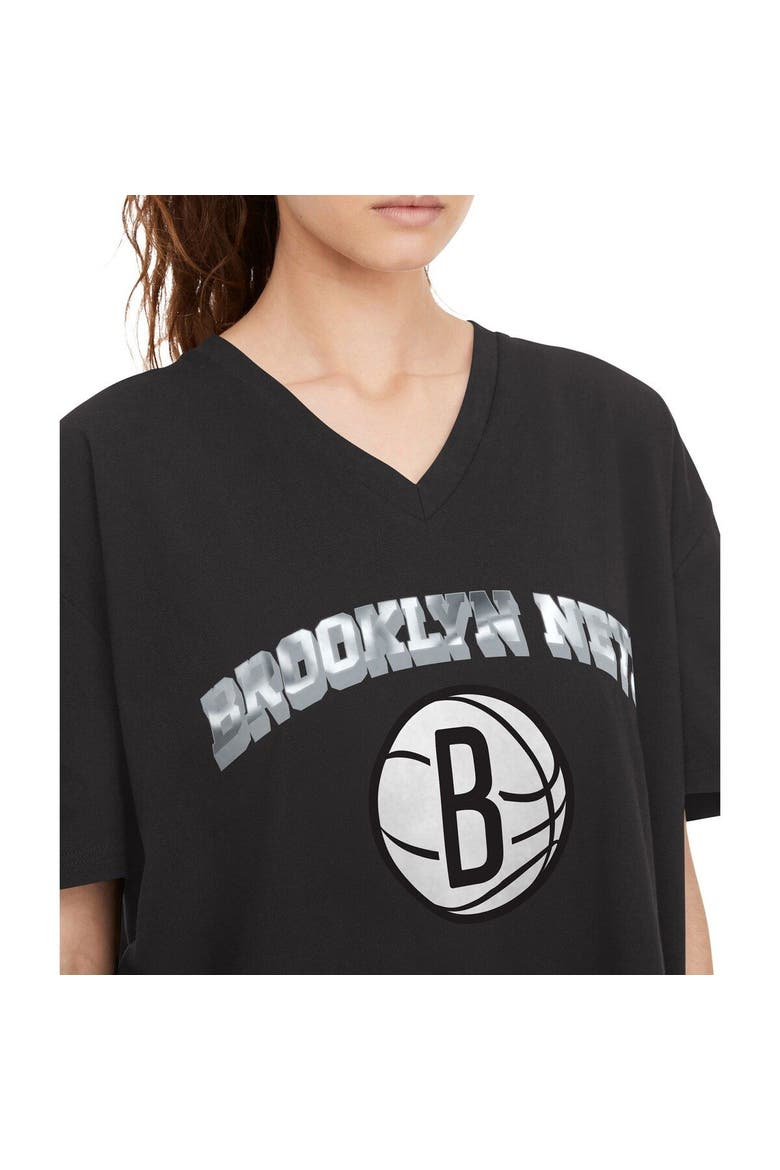 Women's Tommy Jeans Black Brooklyn Nets Ashley V-Neck T-Shirt, Alternate, color, Black