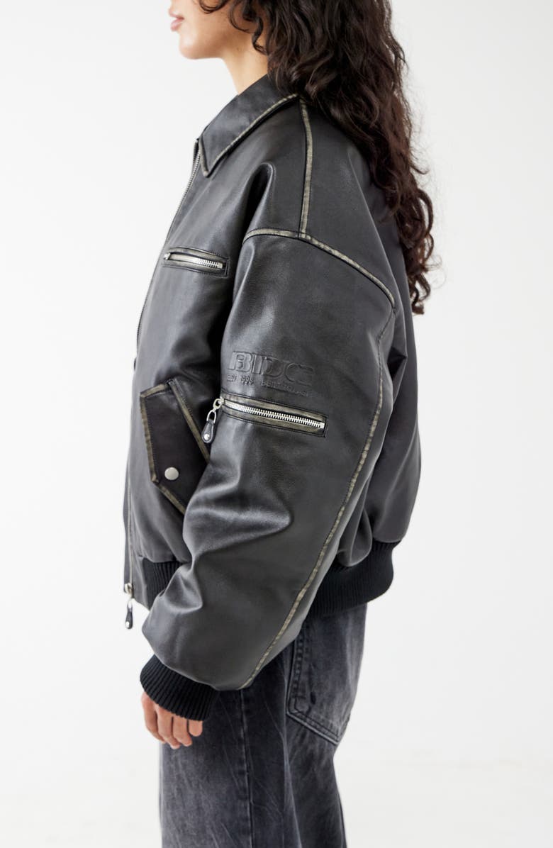 BDG Urban Outfitters Perrie Oversize Faux Leather Bomber Jacket, Alternate, color, 