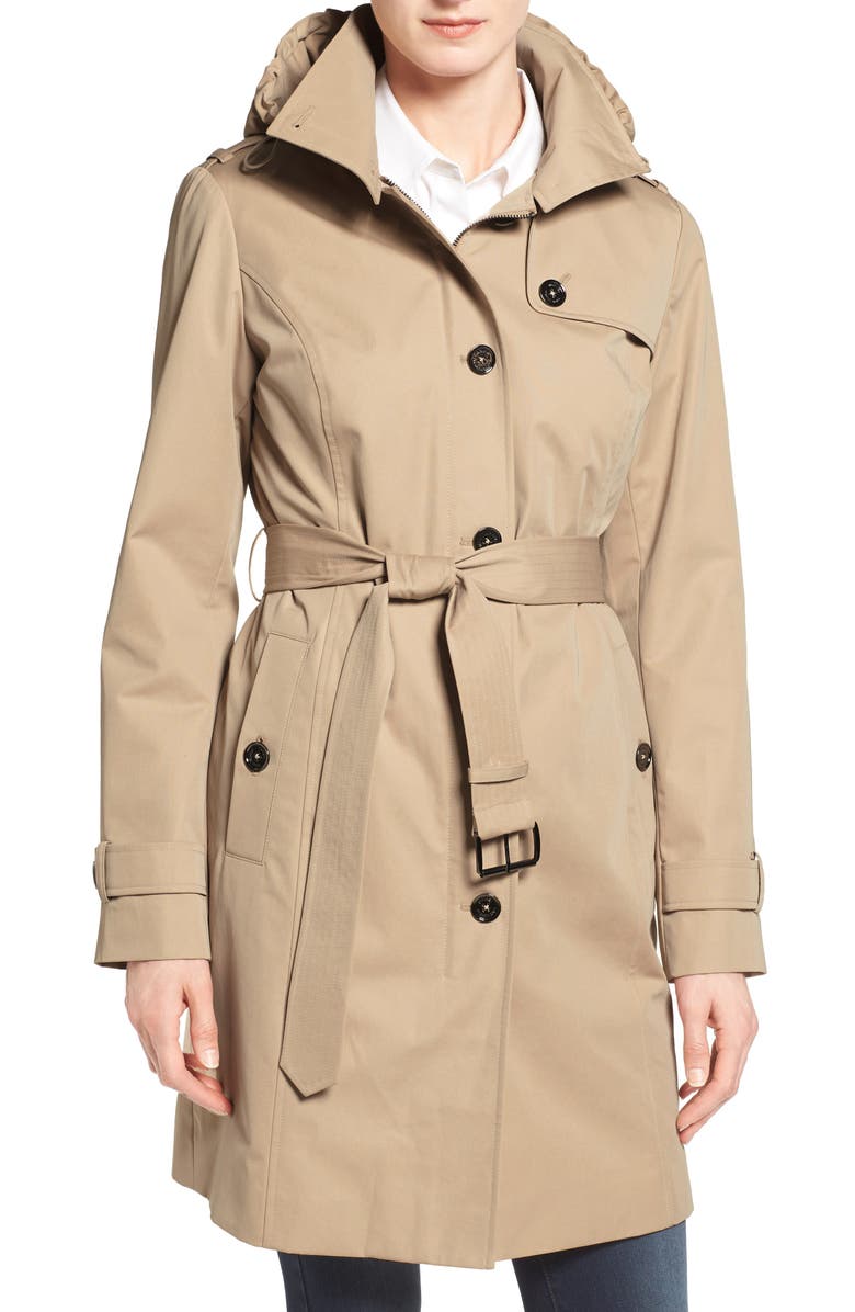 MICHAEL Michael Kors Hooded Trench Coat, Main, color, 