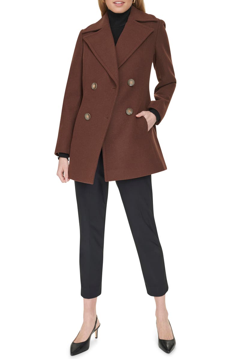 Cole Haan Fine Wool Blend Twill Peacoat, Alternate, color, 