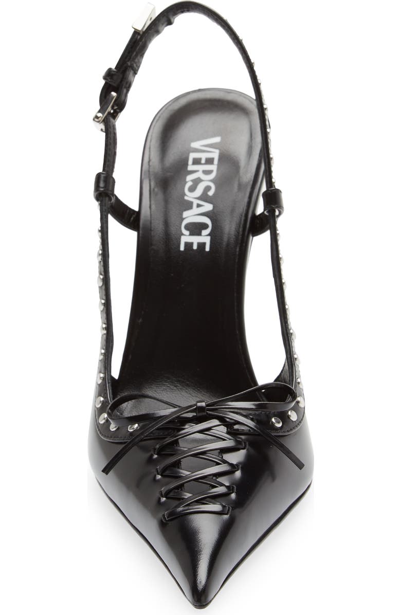 Versace Lace-Up Pointed Toe Slingback Pump, Alternate, color,