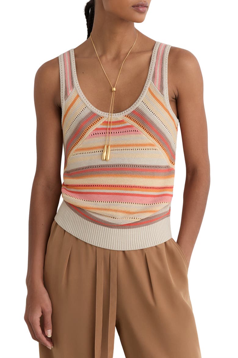 Miriam Striped Sweater Tank, Main, color, NEUTRAL/ CORAL