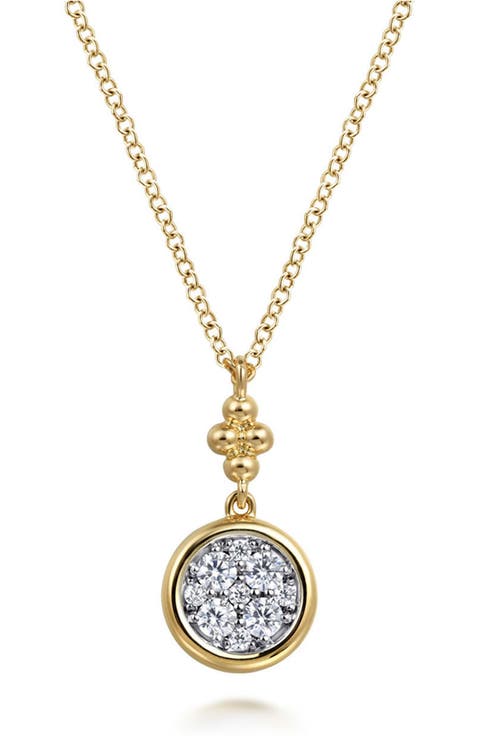 Bujukan Diamond Cluster Drop Pendant Necklace