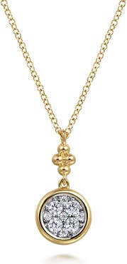 Gabriel & Co. Bujukan Diamond Cluster Drop Pendant Necklace