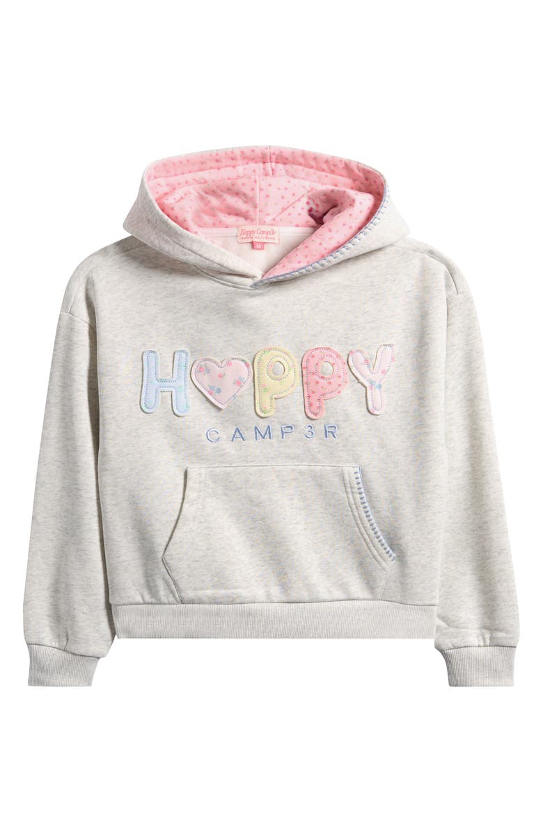 HAPPY CAMP3R Kids' Puff Series Logo Cotton Blend Hoodie, Main, color, Heather Gray