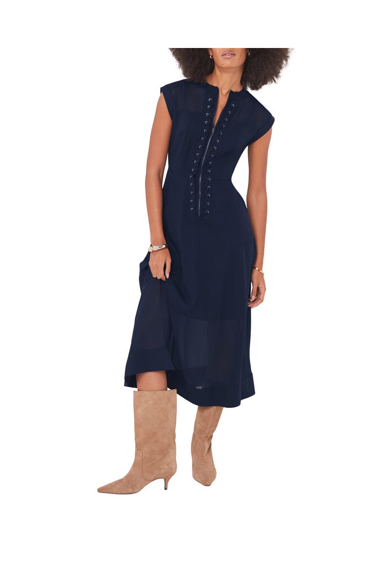 Utility Front Zip Midi Dress, Alternate, color, Blue