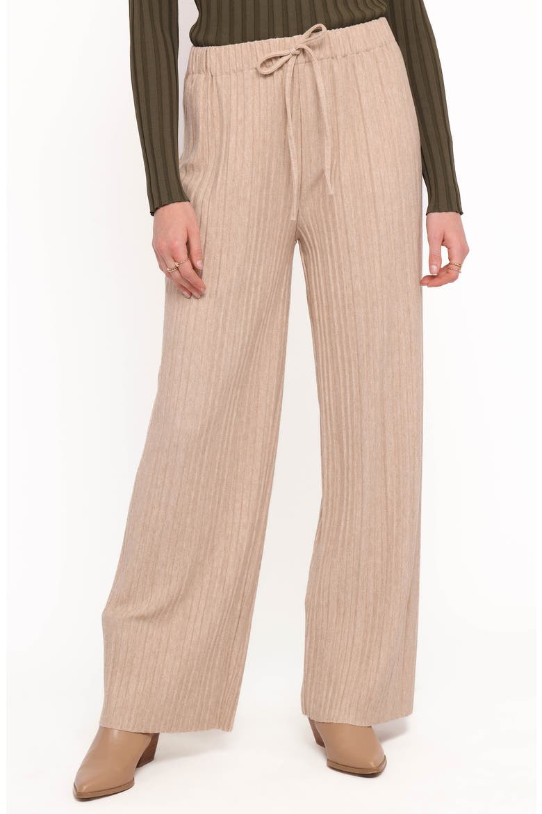 Davis Pleated Wide Leg Knit Pants, Alternate, color, BEIGE