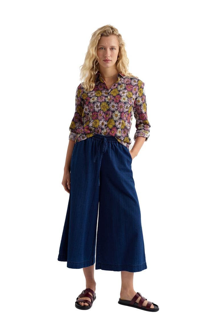 Larissa Crinkled Floral Organic Cotton Button-Up Shirt, Alternate, color, PAINTED ASTERS MARITIME