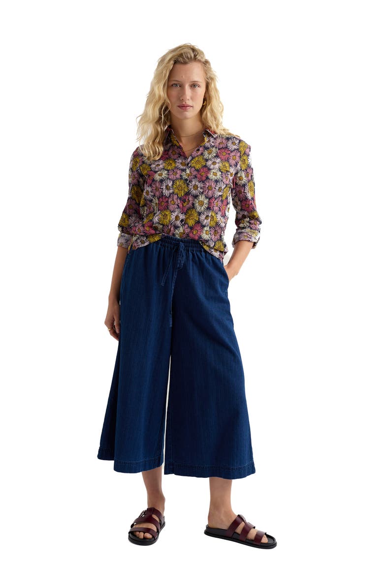 Seasalt Cornwall Larissa Crinkled Floral Organic Cotton Button-Up Shirt, Alternate, color, Painted Asters Maritime