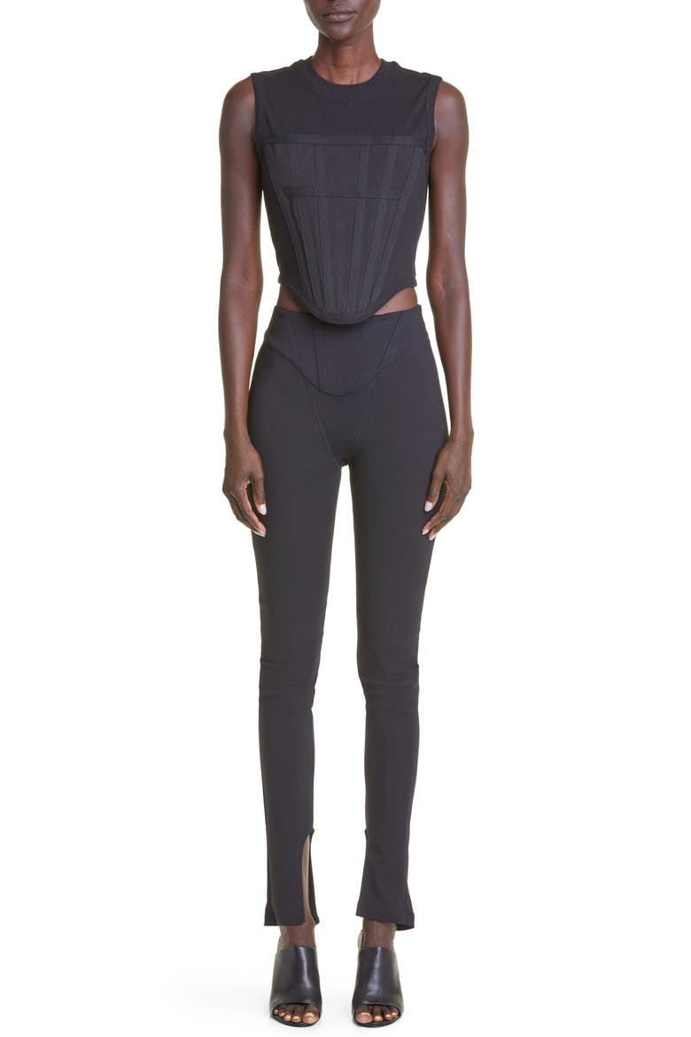 Gender Inclusive Rib Jersey Corset Tank, Alternate, color, BLACK