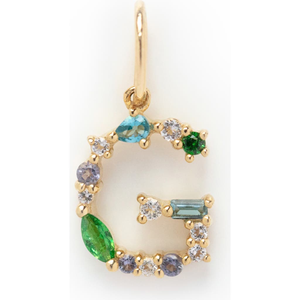 Local Eclectic Semiprecious Stone Initial Charm In Multi