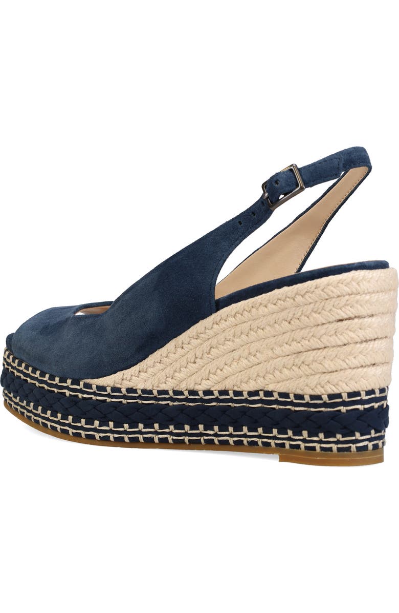 Pelle Moda Eleny Slingback Espadrille Platform Wedge Peep Toe Sandal, Alternate, color, Midnight