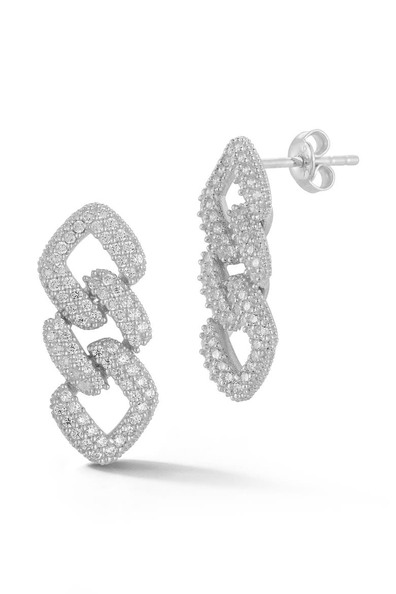 Pavé Chain Link Drop Earrings, Main, color, SILVER