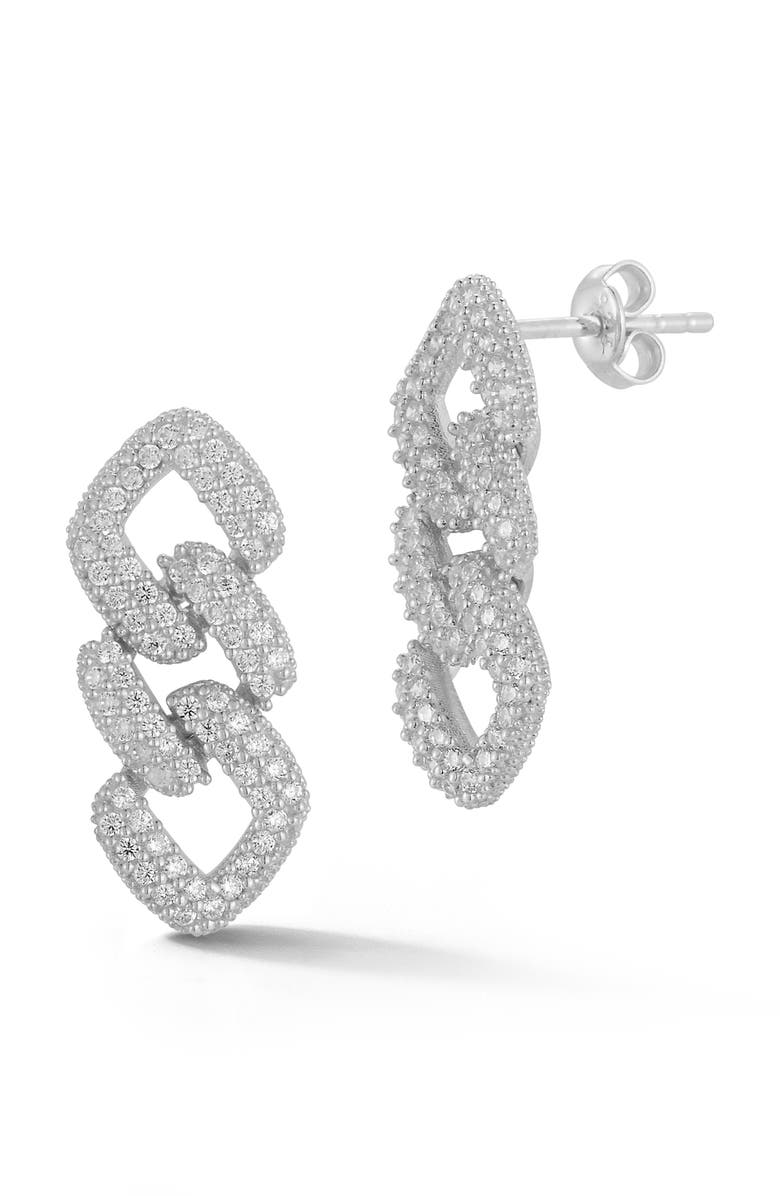 GLAZE JEWELRY Pavé Chain Link Drop Earrings, Main, color, Silver