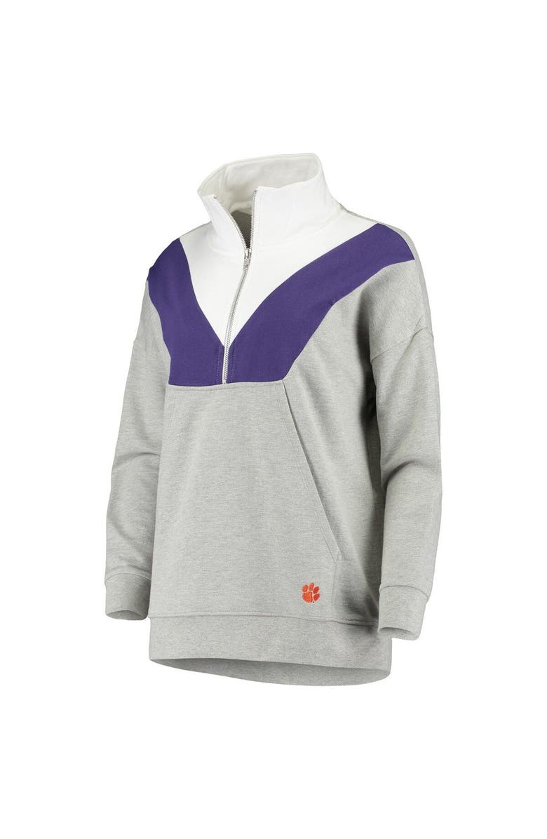 UG APPAREL Women's Heathered Gray Clemson Tigers Missy Colorblock Quarter-Zip Jacket, Alternate, color, 