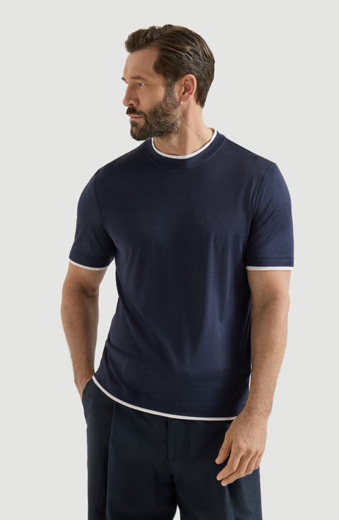 T-shirt with faux-layering