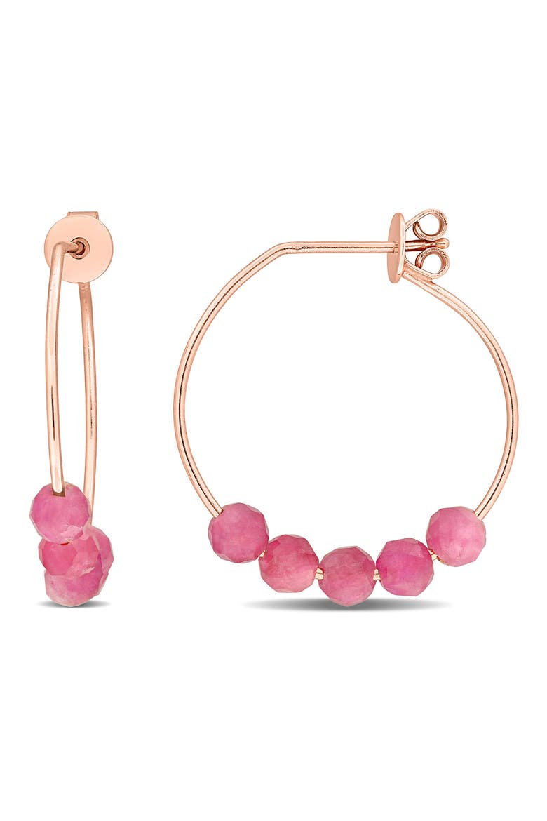 Faceted Hoop Earrings, Main, color, PINK TOURMALINE