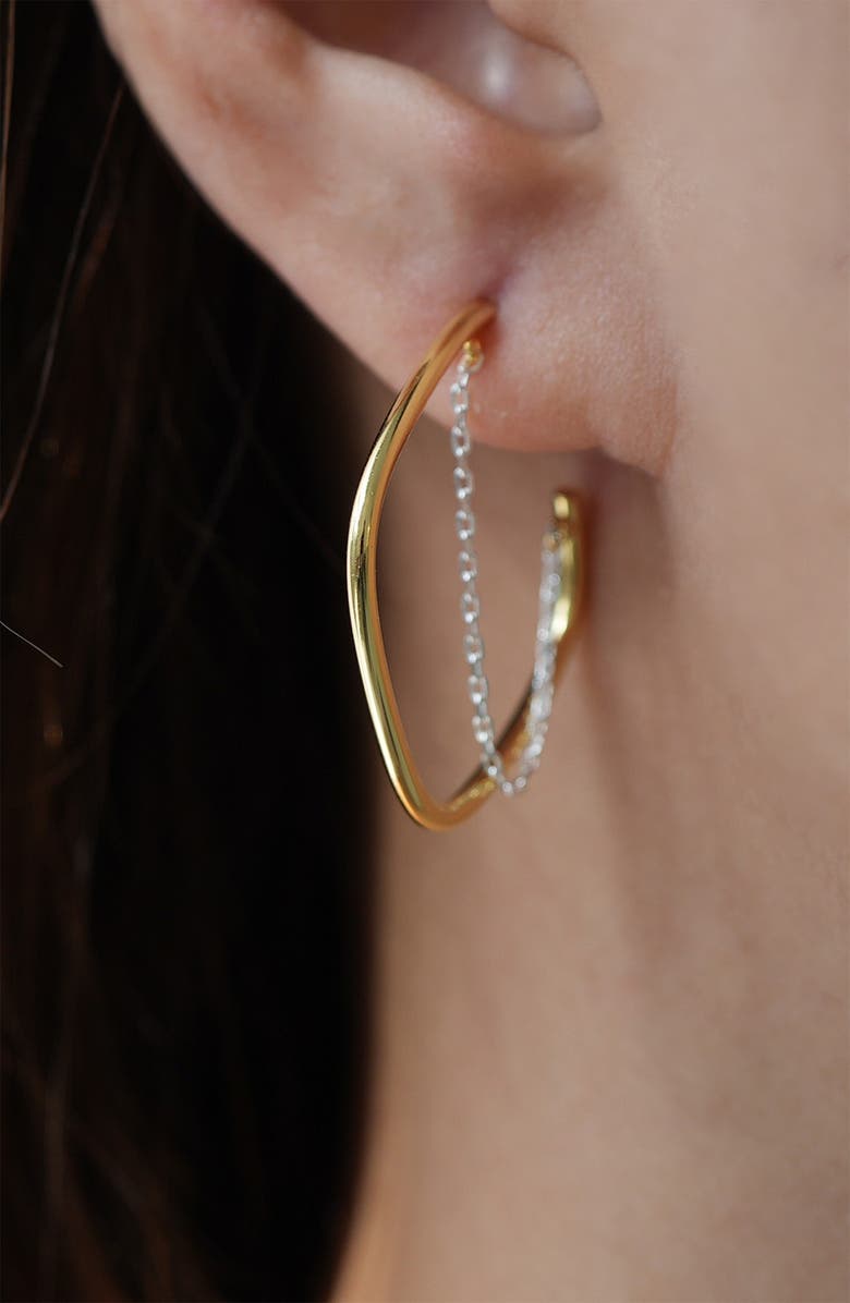 Argento Vivo Sterling Silver Square Chain Hoop Earrings, Alternate, color, 