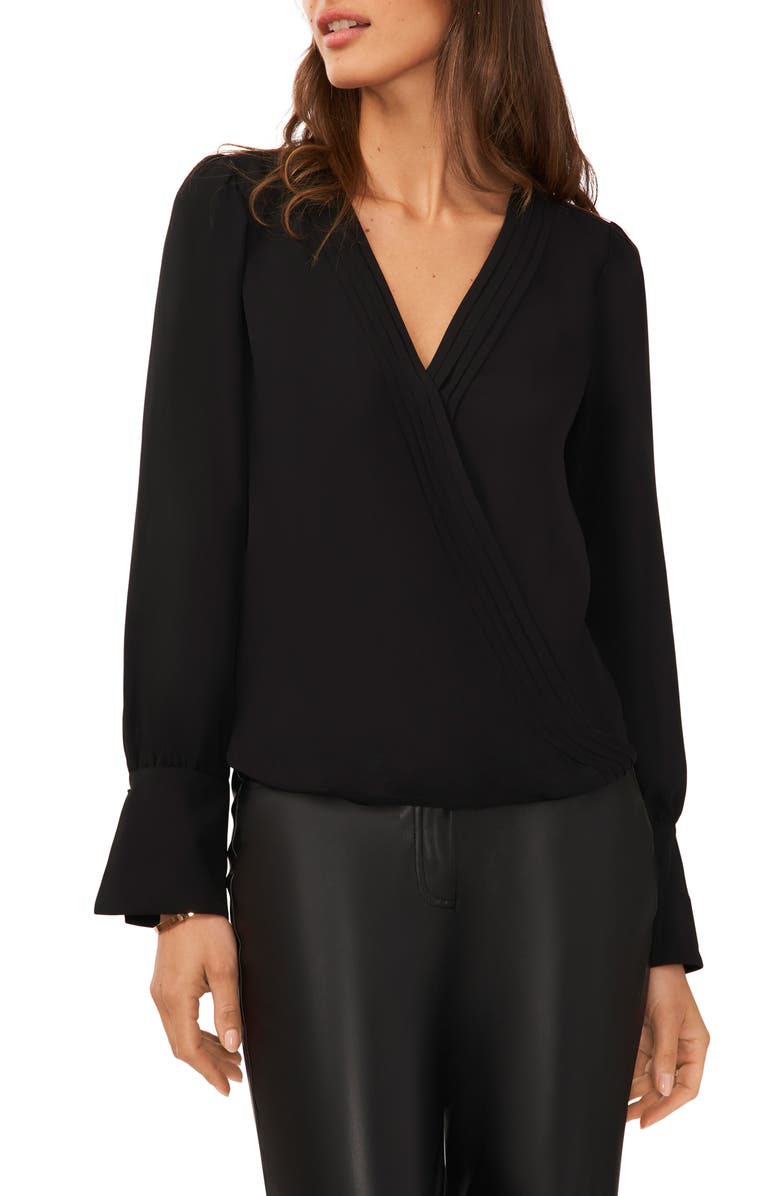 Halogen<sup>®</sup> Wrap Front Long Sleeve Blouse, Main, color,