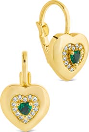 Sterling Forever Monika Emerald Heart Drop Earrings