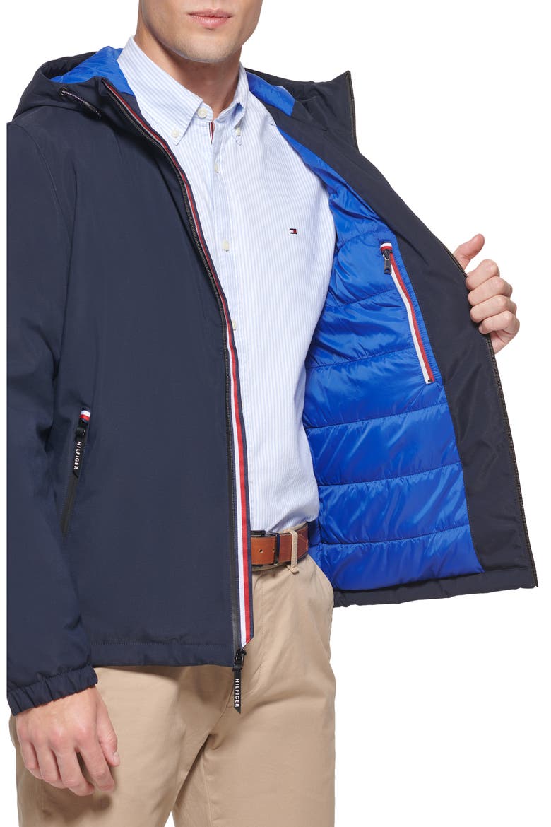 Hooded Stretch Woven Jacket, Alternate, color, NAVY