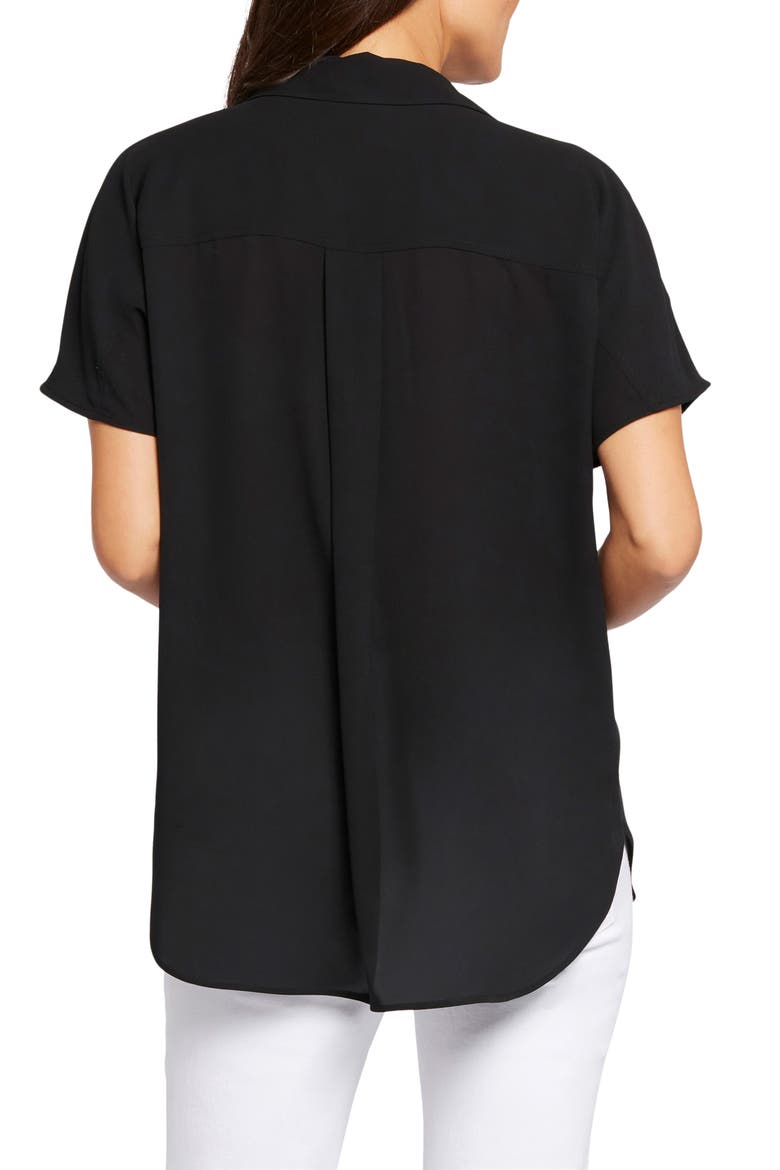 Becky Split Neck Woven Top, Alternate, color, BLACK