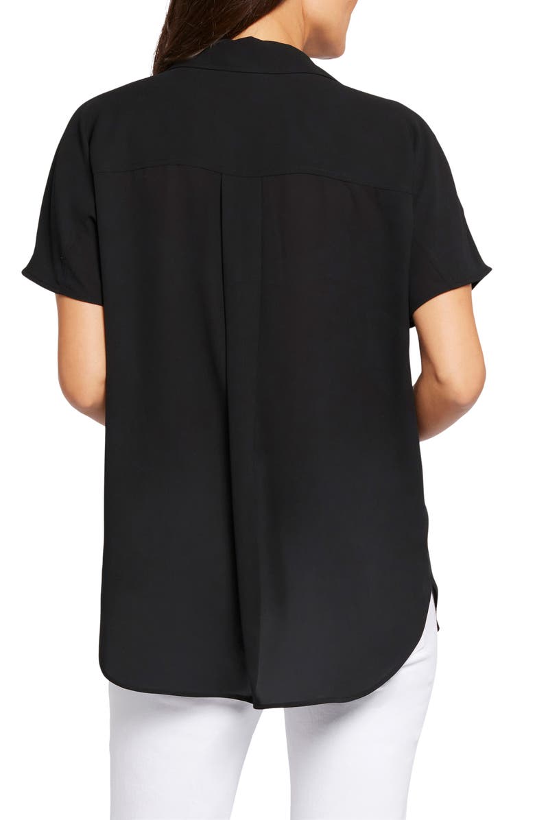 NYDJ Becky Split Neck Woven Top, Alternate, color, Black