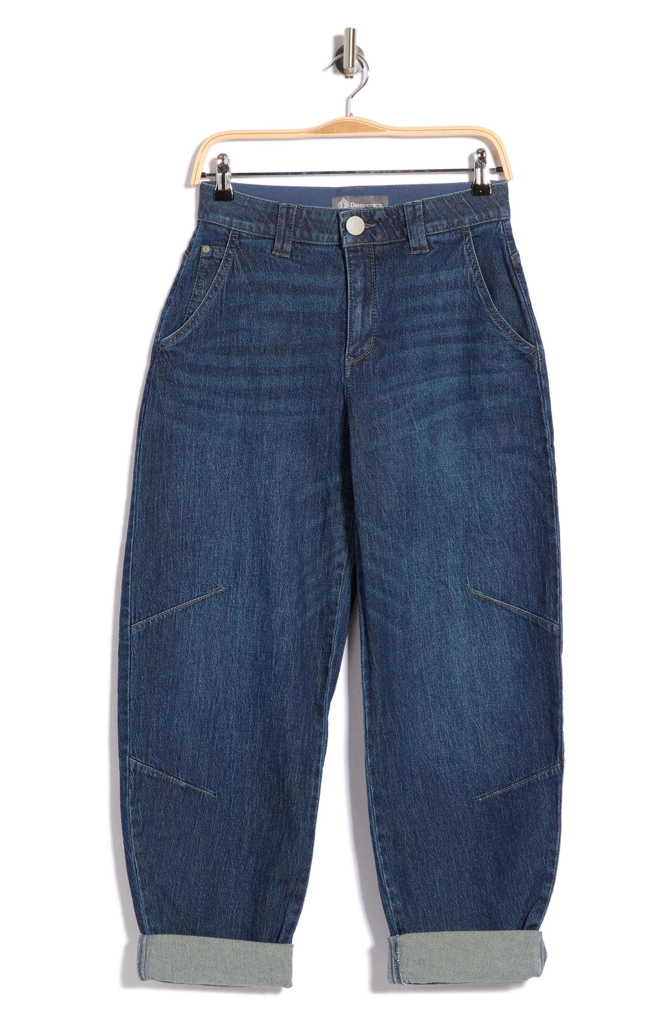 Roll Cuff Barrel Leg Jeans