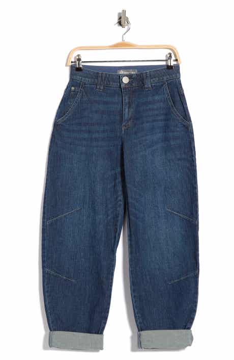 Roll Cuff Barrel Leg Jeans