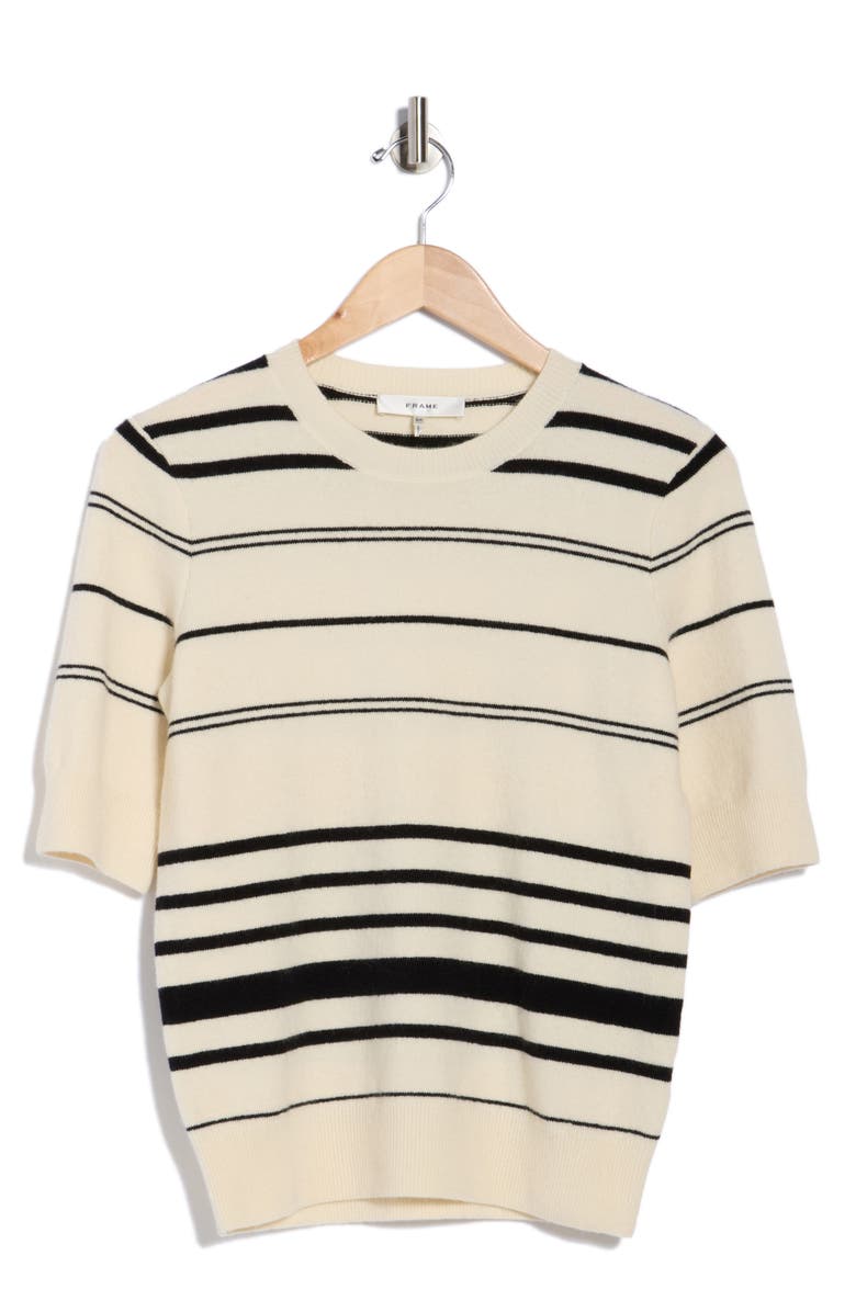 FRAME Stripe Short Sleeve Sweater, Alternate, color, 
