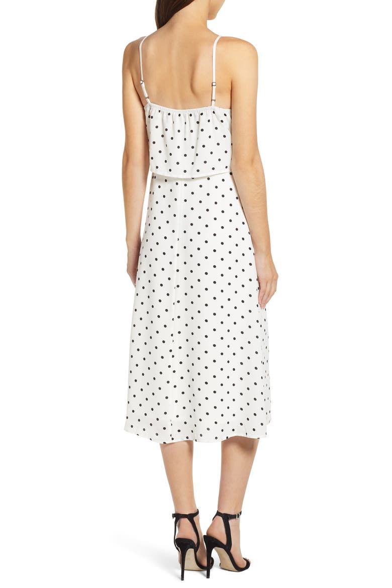 Polka Dot Tie Waist Midi Dresss, Alternate, color, BLACK DOT