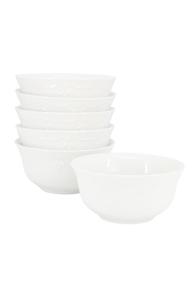 Elama Henryi 6 Piece 6.1 Inch Porcelain Bowl Set, Main, color, White