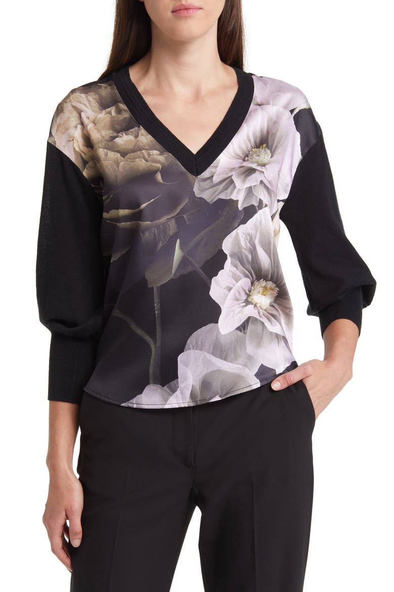 Hanaly High-Low Sweater, Main, color, BLACK