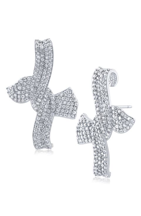 Pavé CZ Bow Statement Earrings