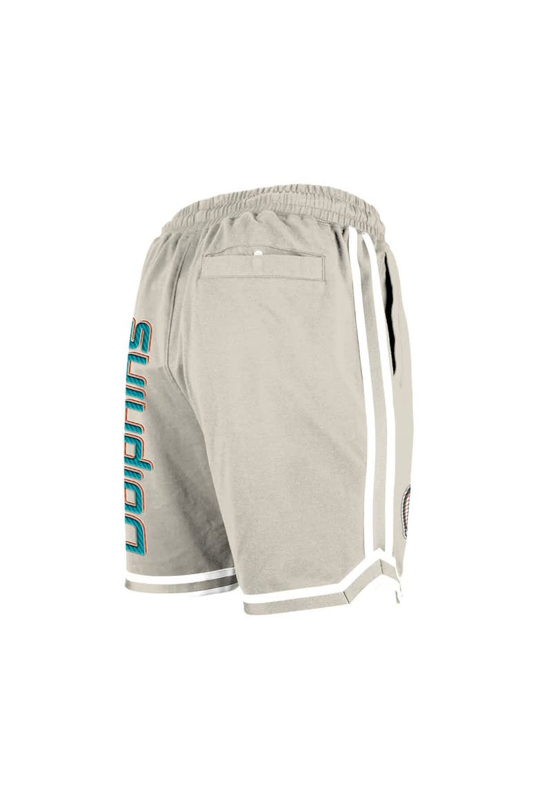 Men's New Era Light Beige Miami Dolphins Stone Multi Patch Shorts, Alternate, color, Light Beige