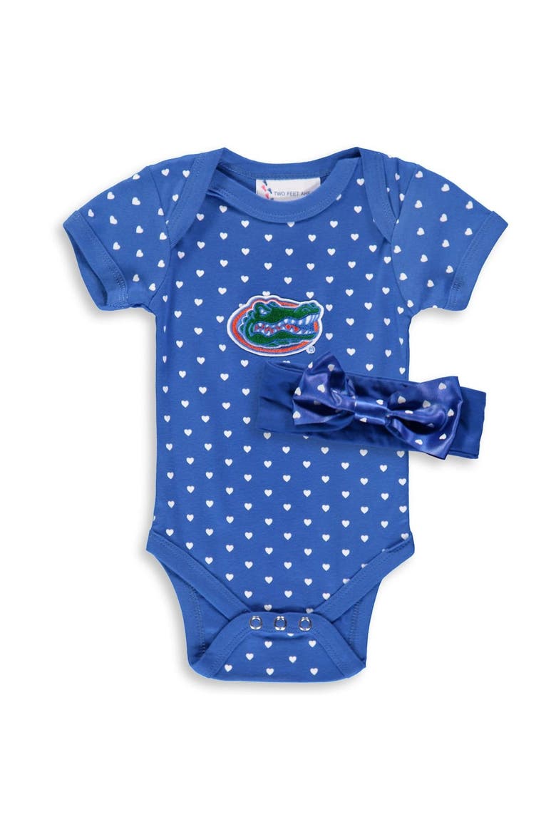 Girls Newborn & Infant Royal Florida Gators Hearts Bodysuit and Headband Set, Alternate, color, Royal